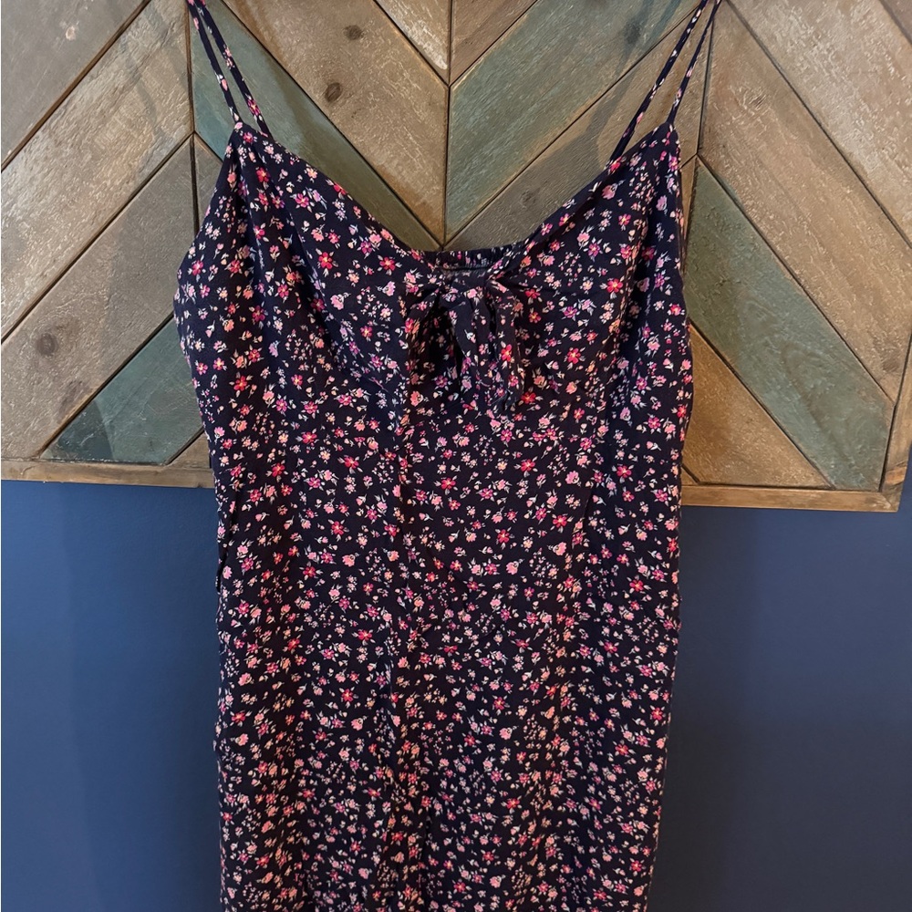 Mossimo Supply Co. Navy Dress with Pink Floral Print